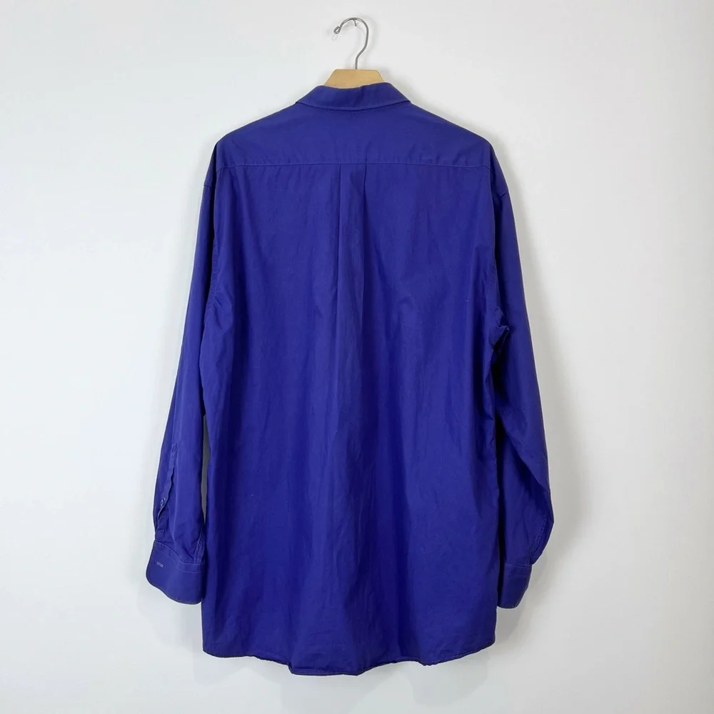 Kenzo Homme Vintage Y2K Purple Cotton Embroidered Logo Classic Shirt UK L - Picture 9 of 14